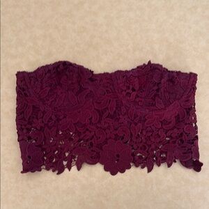 Urban Outfitters Burgundy Lace Crop Top